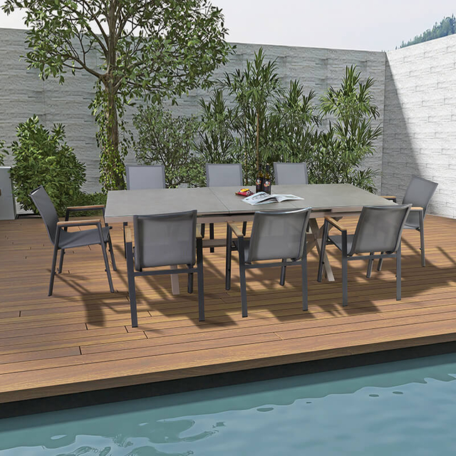 مجموعة طعام حديقة خارجية قابلة للتوسيع